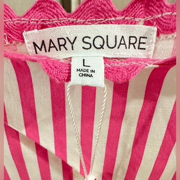 NWT SZ L Mary Square Emery Dress Lined up pink tie waist maxi - Picture 3 of 12